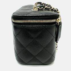 Pre Owned Chanel Vanity Mini Black Caviar Leather Shoulder Bag