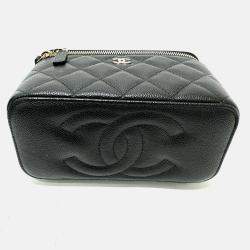 Pre Owned Chanel Vanity Mini Black Caviar Leather Shoulder Bag