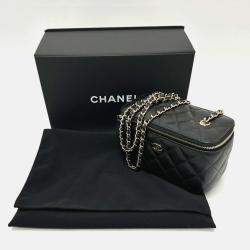 Pre Owned Chanel Vanity Mini Black Caviar Leather Shoulder Bag