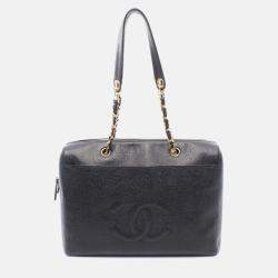 Pre Owned Chanel CC Black Calfskin Shoulder Bag