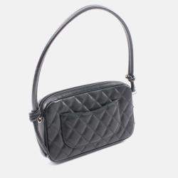 Pre Owned Chanel Cambon Ligne Black Lambskin Leather Shoulder Bag