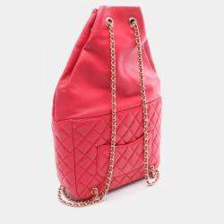 Pre Owned Chanel Cruise Line Red Lambskin Leather Backpack