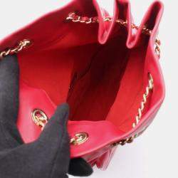 Pre Owned Chanel Cruise Line Red Lambskin Leather Backpack