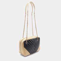 Pre Owned Chanel V-Stitch Black/Gold Lambskin Leather Shoulder Bag