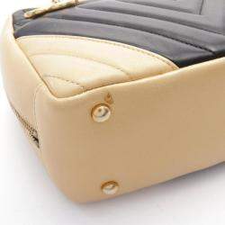 Pre Owned Chanel V-Stitch Black/Gold Lambskin Leather Shoulder Bag