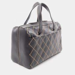 Pre Owned Chanel Wild Stitch Black Leather Shoulder Bag