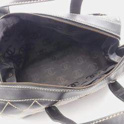 Pre Owned Chanel Wild Stitch Black Leather Shoulder Bag