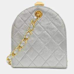 Pre Owned Chanel Silver Shoulder Bag