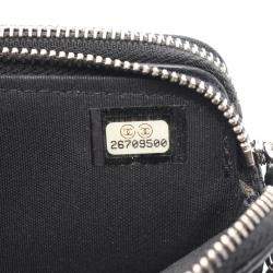 Pre Owned Chanel Black Calfskin Leather Double Zip Shoulder Bag