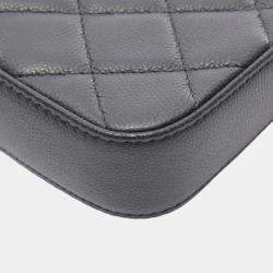 Pre Owned Chanel Black Calfskin Leather Double Zip Shoulder Bag