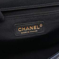Pre Owned Chanel Matelassé Navy/Black Lambskin Leather Shoulder Bag