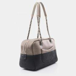 Pre Owned Chanel Coco Mark Charm Black/Brown Calfskin Shoulder Bag