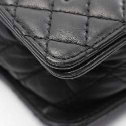 Pre Owned Chanel Boy Chanel Shoulder Bag Lambskin Leather Black And Beige