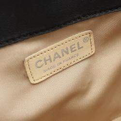 Pre Owned Chanel Boy Chanel Shoulder Bag Lambskin Leather Black And Beige