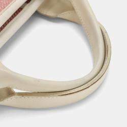 Pre Owned Chanel Deauville Tote Gm Bag Chain Shoulder Canvas Leather Pink White