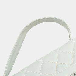 Pre Owned Chanel Matelasse Wild Stitch Coco Mark Handbag Blue Lambskin