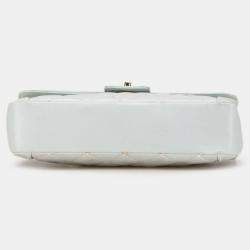 Pre Owned Chanel Matelasse Wild Stitch Coco Mark Handbag Blue Lambskin