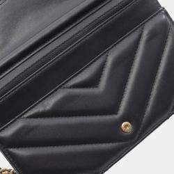 Pre Owned Chanel Chevron V-Stitch Shoulder Bag In Lambskin Leather Black