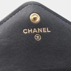 Pre Owned Chanel Chevron V-Stitch Shoulder Bag In Lambskin Leather Black