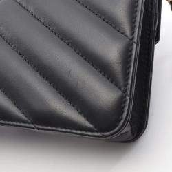 Pre Owned Chanel Chevron V-Stitch Shoulder Bag In Lambskin Leather Black