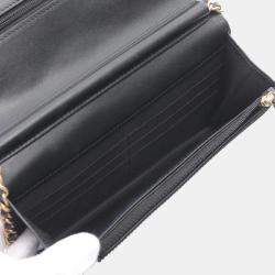 Pre Owned Chanel Chevron V-Stitch Shoulder Bag In Lambskin Leather Black
