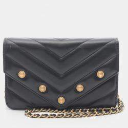 Pre Owned Chanel Chevron V-Stitch Shoulder Bag In Lambskin Leather Black