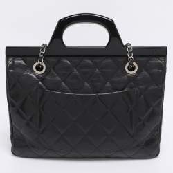 Pre Owned Chanel Black Quilted Glazed Leather Small CC Delivery Bag