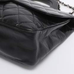 Pre Owned Chanel Black Quilted Glazed Leather Small CC Delivery Bag