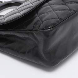 Pre Owned Chanel Black Quilted Glazed Leather Small CC Delivery Bag