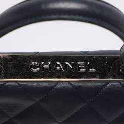 Pre Owned Chanel Blue Quilted Leather Small Trendy CC Flap Top Handle Bag