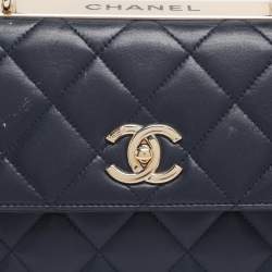 Pre Owned Chanel Blue Quilted Leather Small Trendy CC Flap Top Handle Bag