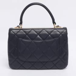 Pre Owned Chanel Blue Quilted Leather Small Trendy CC Flap Top Handle Bag