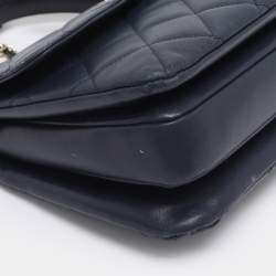 Pre Owned Chanel Blue Quilted Leather Small Trendy CC Flap Top Handle Bag