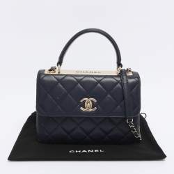 Pre Owned Chanel Blue Quilted Leather Small Trendy CC Flap Top Handle Bag