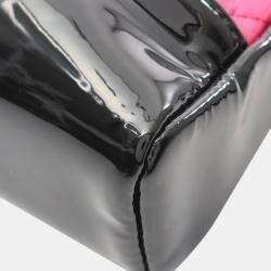 Pre Owned Chanel Pink Mini Bicolor Quilted Patent 31 Shopping Bag
