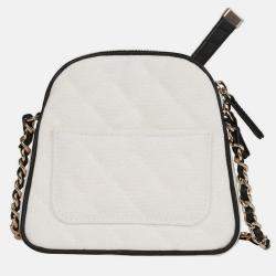 Pre Owned Chanel 23C Coco Master Racket White Canvas Leather Mini Bag