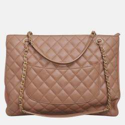 Pre Owned Chanel Quilted Brown Coco Vintage Tote Bag
