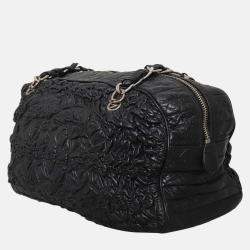 Pre Owned Chanel Astrakhan Black Leather Bowler Bag