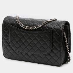 Pre Owned Chanel Black Microquilted Lambskin Wallet On Chain
