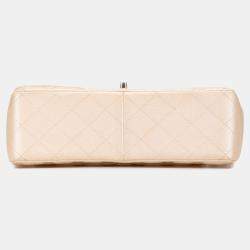 Pre Owned Chanel Gold Jumbo Classic Iridescent Caviar Double Flap
