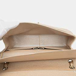 Pre Owned Chanel Gold Jumbo Classic Iridescent Caviar Double Flap