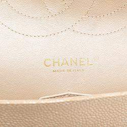 Pre Owned Chanel Gold Jumbo Classic Iridescent Caviar Double Flap