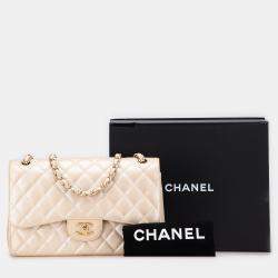 Pre Owned Chanel Gold Jumbo Classic Iridescent Caviar Double Flap