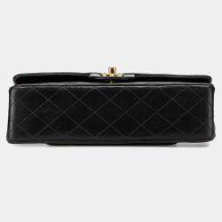 Pre Owned Chanel Black Medium Classic Lambskin Double Flap
