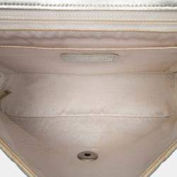 Pre Owned Chanel Silver New Travel Line Medium Metallic Nylon Single Flap