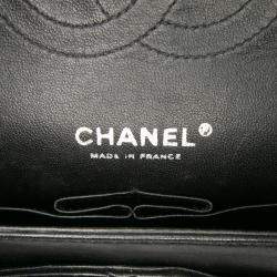Pre Owned Chanel Black Blue Medium Classic Bicolor Quilted Lambskin Double Flap