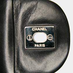 Pre Owned Chanel Black Blue Medium Classic Bicolor Quilted Lambskin Double Flap