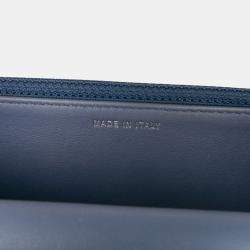 Pre Owned Chanel Blue Quilted Denim Camellia Wallet On Chain Denim