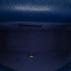 Pre Owned Chanel Navy Blue Small Quilted Caviar Carry Around Flap