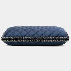 Pre Owned Chanel Blue Quilted Satin Chain Around Clutch